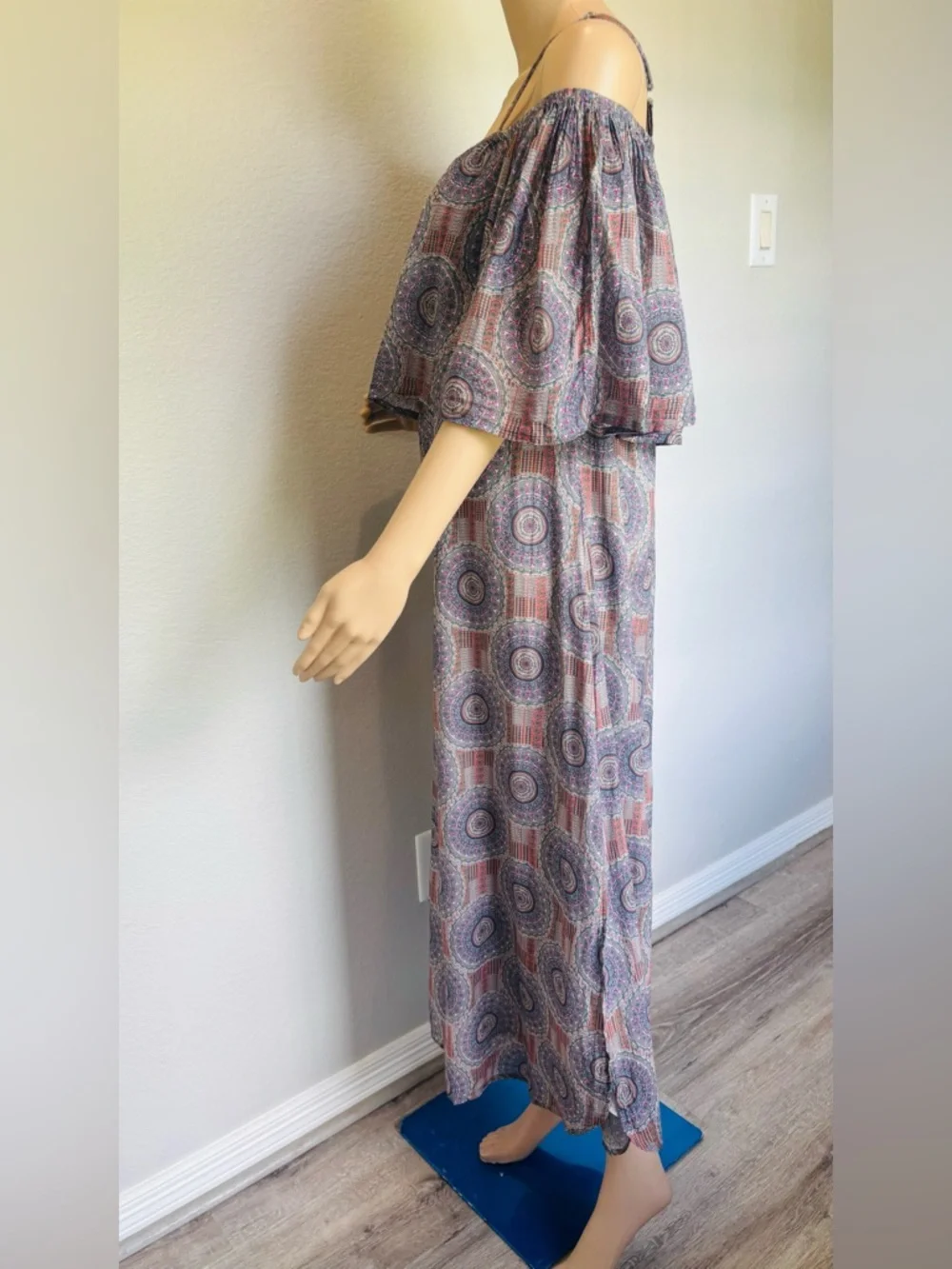 Cost Plus World Market Off-Shoulder Maxi Dress multicolor NWOT - Picture 3 of 14